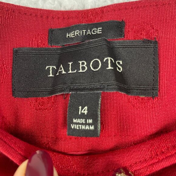 Talbots Women's Pants Heritage Size 14 Tapered Leg Red On Red Design Retail $109 - Picture 4 of 10